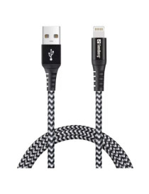 Sandberg Survivor Apple Approved Durable Lightning Cable  Kevlar in Double Braided Nylon  1 Metre  Black  5 Year Warranty