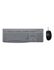 Logitech MK120 Wired Keyboard and Mouse Combo for Windows  Optical Wired Mouse  Full-Size Keyboard  USB Plug-and-Play  QWERTY UK English Layout  Black - Education Edition with Silicone Cover  Brown...