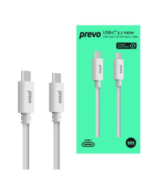 Prevo USB 3.2 100W C to C cable  20V/5A  10GB/20GB/s  White  Superior Design & Performance  Retail Box Packaging