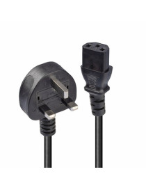 LINDY 30434 3m UK 3 Pin Plug To IEC C13 Mains Power Cable  Black  10 year warranty