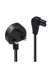 LINDY 30454 0.5m UK 3 Pin Plug to Right Angled IEC C7 mains power Cable  Black