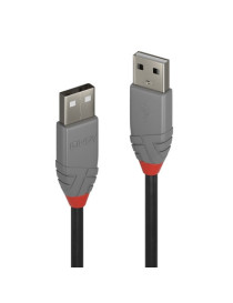 LINDY 36693 Anthra Line USB Cable  USB 2.0 Type-A (M) to USB 2.0 Type-a (M)  2m  Black & Red  Supports Data Transfer Speeds up to 480Mbps  Robust PVC Housing  Nickel Connectors & Gold Plated...