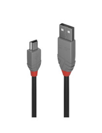 LINDY 36725 5m USB 2.0 Type A to Mini-B Cable  Anthra Line  Double shielded cable  corrosion resistant tinned copper conductors  USB 2.0  480Mbps 10 year warranty