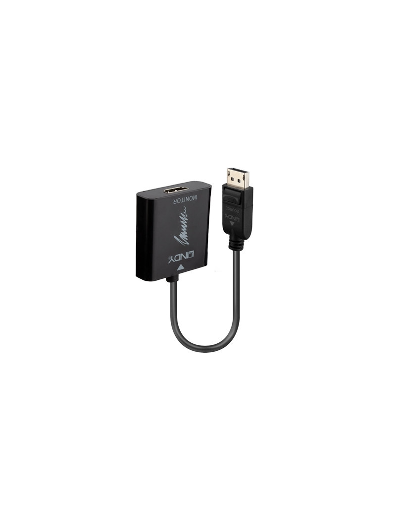 LINDY 41068 DisplayPort 1.2 to HDMI 2.0 18G Active Converter  Connect a DisplayPort computer to an HDMI 4k display  Supports resolutions up to 3840x2160@60Hz  2 year warranty