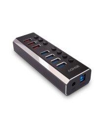 LINDY 43371 4 Port USB 3.0 Hub with 3 Quick Charge 3.0 Ports  Black