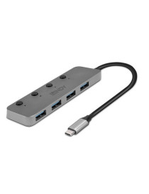 LINDY 43383 4 Port USB 3.2 Type C Hub with On/Off Switches  SuperSpeed transfer rates up to 5Gbps  backwards compatible with USB 2.0 / 1.1  Plug and Play Installation  2 year warranty