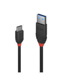 LINDY 36915 0.5m USB 3.2 Type A to C Cable  10Gbps  Black Line