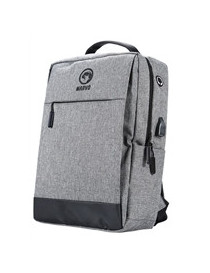 Marvo Laptop 15.6 inch Backpack with USB Charging Port  Waterproof Durable Fabric  Max Load 20kg  Grey with Black Detail