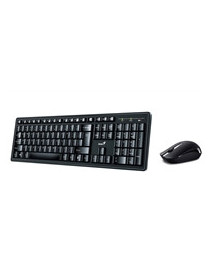 Genius KM-8200 Wireless Smart Keyboard and Mouse Combo Set  Customizable Function Keys  Multimedia  Full Size UK Layout and Optical Sensor Mouse  1000dpi  designed for Home or Office