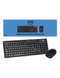Evo Labs WM-757UK Wireless Keyboard and Mouse Combo Set  With Integrated Tablet/ Mobile/ Smartphone Stand  2.4GHz Full Size Qwerty UK Layout Keyboard with Wireless Mouse  Ideal for Home/Office  Black