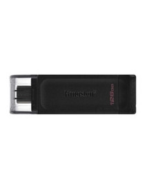 Kingston DT70/128GB DataTraveler 128GB USB Flash Drive  USB 3.2   USB-C  Gen1  80MB/s  Cap Design  Black  Retail.