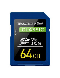 Team TSDXC64GIV1001Classic Flash Memory Card  64GB  SDHC  UHS U1  Retail Packed