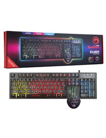 Marvo Scorpion KM409 Gaming Keyboard and Mouse Bundle  7 Colour LED Backlit  USB 2.0  Compact Design  with Multi-Media and Anti-ghosting Keys  Optical Sensor Mouse with Adjustable 800-2400 dpi