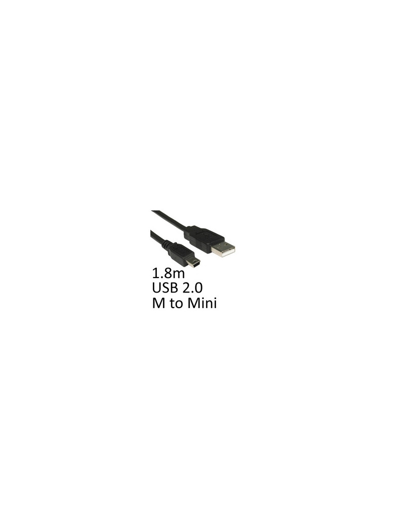 USB 2.0 A (M) to USB 2.0 Mini B (M) 1.8m Black OEM Data Cable