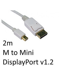 DisplayPort 1.2 (M) to Mini DisplayPort 1.2 (M) 2m White OEM Display Cable