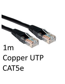 RJ45 (M) to RJ45 (M) CAT5e 1m Black OEM Moulded Boot Copper UTP Network Cable