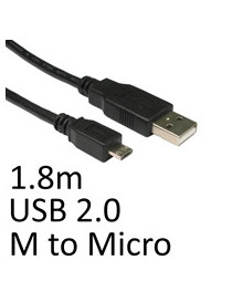 USB 2.0 A (M) to USB 2.0 Micro B (M) 1.8m Black OEM Data Cable