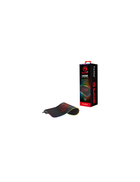 Marvo MG08 Gaming Mouse Pad  7 Colour LED with 3 RGB Effects  Medium 350x250x4mm  USB Connection  Soft Microfiber Surface for Speed and Control with Non-Slip Rubber Base and Stitched Edges  Black