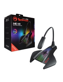 Marvo Scorpion MIC-01 RGB Gaming Microphone  USB Powered For PC or Laptop  Cool RGB Rainbow Lighting  Flexible Mic Boom-Arm  Sturdy Base  Black
