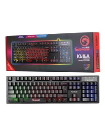 Marvo Scorpion K616A Gaming Keyboard  3 Colour LED Backlit  USB 2.0  Frameless and Compact Design with Multi-Media and Anti-ghosting Keys  UK Layout