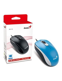 Genius DX-110 Wired USB Plug and Play Mouse  1000 DPI Optical Tracking  3 Button with Scroll Wheel  Ambidextrous Design with 1.5m Cable  Blue