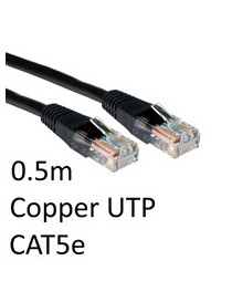 RJ45 (M) to RJ45 (M) CAT5e 0.5m Black OEM Moulded Boot Copper UTP Network Cable