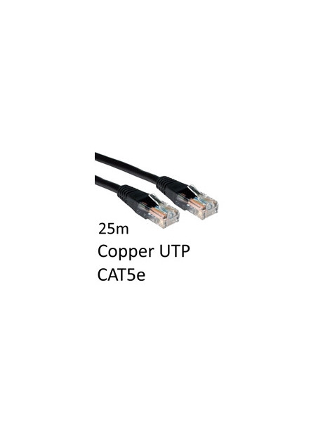 RJ45 (M) to RJ45 (M) CAT5e 25m Black OEM Moulded Boot Copper UTP Network Cable