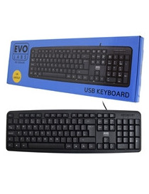 Evo Labs KD-101LUK Wired Keyboard  USB Plug and Play  Full Size  Qwerty UK Layout  Ideal for Home or Office  Black