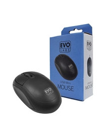 Evo Labs MO-001 Wired USB Mini Plug and Play Mouse  800 DPI Optical Tracking  3 Button with Scroll Wheel   Ambidextrous Design for PC / Mac / Laptop  Matte Black