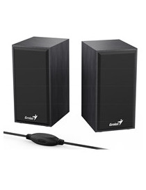 Genius SP-HF180 2.0 Desktop Speakers  Stereo Sound  USB Powered Plug and Play  6w  3.5mm with Volume Control  Black Wood