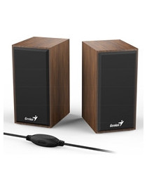 Genius SP-HF180 2.0 Desktop Speakers  Stereo Sound  USB Powered Plug and Play  6w  3.5mm with Volume Control  Wooden