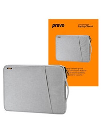 Prevo 14 Inch Laptop Sleeve  Side Pocket  Cushioned Lining  Light Grey