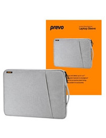 Prevo 15.6 Inch Laptop Sleeve  Side Pocket  Cushioned Lining  Light Grey