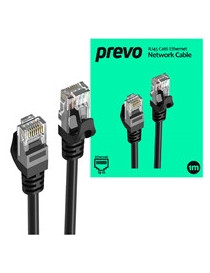 Prevo CAT6-BLK-1M Network Cable  RJ45 (M) to RJ45 (M)  CAT6  1m  Black  Oxygen Free Copper Core  Sturdy PVC Outer Sleeve & Clip Protector  Retail Box Packaging