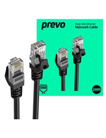 Prevo CAT6-BLK-20M Network Cable  RJ45 (M) to RJ45 (M)  CAT6  20m  Black  Oxygen Free Copper Core  Sturdy PVC Outer Sleeve & Clip Protector  Retail Box Packaging