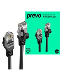 Prevo CAT6-BLK-2M Network Cable  RJ45 (M) to RJ45 (M)  CAT6  2m  Black  Oxygen Free Copper Core  Sturdy PVC Outer Sleeve & Clip Protector  Retail Box Packaging