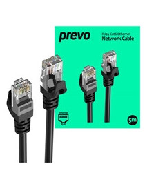 Prevo CAT6-BLK-5M Network Cable  RJ45 (M) to RJ45 (M)  CAT6  5m  Black  Oxygen Free Copper Core  Sturdy PVC Outer Sleeve & Clip Protector  Retail Box Packaging