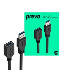 Prevo USBM-USBF-2M USB Extension Cable  USB 3.0 Type-A (M) to USB Type-A (F)  2m  Black  Up to 5Gbps Transmission Rate  Retail Box Packaging