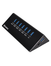 Sandberg External 7-Port USB-A Hub - 6x USB3.0 (Data)  1x USB3.0 (Charging)  Aluminium  5 Year Warranty