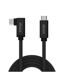 AKASA AK-CBUB66-20BK Data Cable. Right-Angled USB 3.2 Gen 2x2 Type-C (M) to USB 3.2 Gen 2x2 Type-C (M)  2m  Black  SuperSpeed USB up to 20Gbps Data  Fast Charging 100W Power Delivery  Supports...