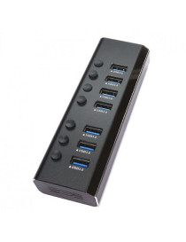 Spire External 7-Port USB 3.0 Hub  External Power  Individually Switched  LED Indicators  Aluminium