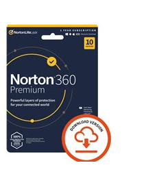 Norton 360 Premium 2022  Antivirus Software for 10 Devices  1-year Subscription  Includes Secure VPN  Password Manager and 75 GB cloud storage space  PC/Mac/iOS/Android  Activation Code by email - ESD