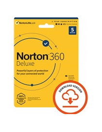 Norton 360 Deluxe 2022  Antivirus Software for 5 Devices  1-year Subscription  Includes Secure VPN  Password Manager and 50GB of Cloud Storage  PC/Mac/iOS/Android  Activation Code by email - ESD