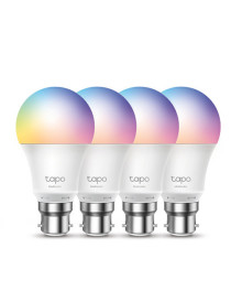 TP-LINK (TAPO L530B 4-Pack) Wi-Fi LED Smart Multicolour Light Bulb  Dimmable  App/Voice Control  Bayonet Fitting