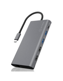 Icy Box (IB-DK4050-CPD) USB-C 12-in-1 Docking Station - 4x USB-A  USB-C  2x HDMI  DP  RJ45  Card Reader  1x USB-C 100W Charging