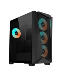 Gigabyte C301 Glass Mid Tower ARGB Gaming PC Case V2  Black  Tempered Glass  USB Type-C  4X ARBG Fans Included  3 years warranty