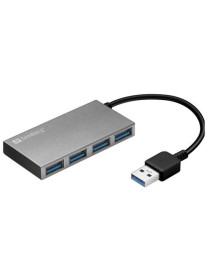 Sandberg (133-88) External 4-Port USB 3.0 Pocket Hub  Aluminium  USB Powered  5 Year Warranty