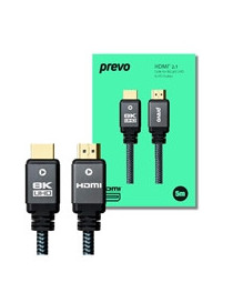 Prevo HDMI-2.1-5M HDMI Cable  HDMI 2.1 (M) to HDMI 2.1 (M)  5m  Black & Grey  Supports Displays up to 8K@60Hz  99.9% Oxygen-Free Copper with Gold-Plated Connectors  Superior Design & Performance...