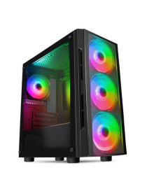 CiT Flash RGB Gaming Case w/ Glass Side & Front  Micro ATX  4 ARGB Fans  LED Control Button  240mm Radiator Support