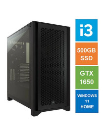 Spire ATX Gaming Tower PC  Corsair 4000D Case  i3-12100F  8GB 3200MHz  500GB SSD  GTX1650 GPU  Wi-Fi6  Bequiet 450W  Windows 11 Home